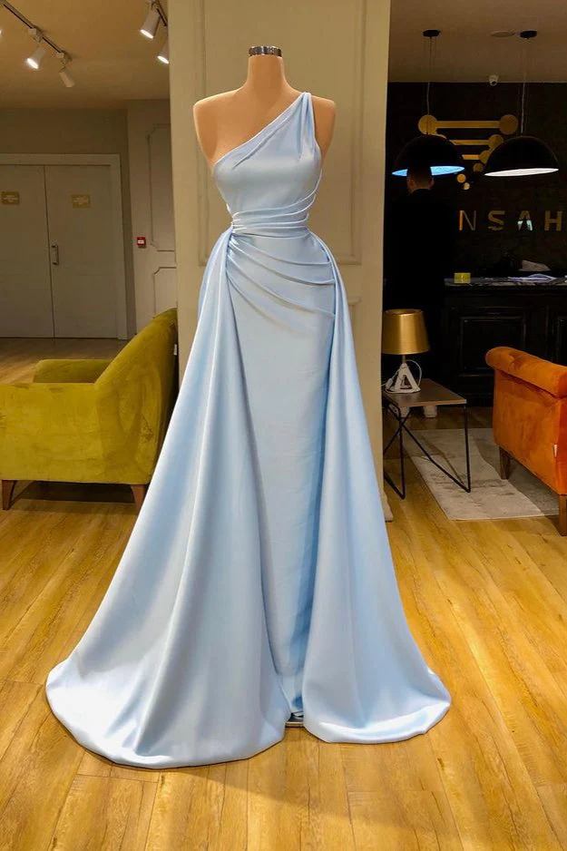 Unique Cross Sweetheart Light Blue Soft-pleated Long Prom Dress gh2190