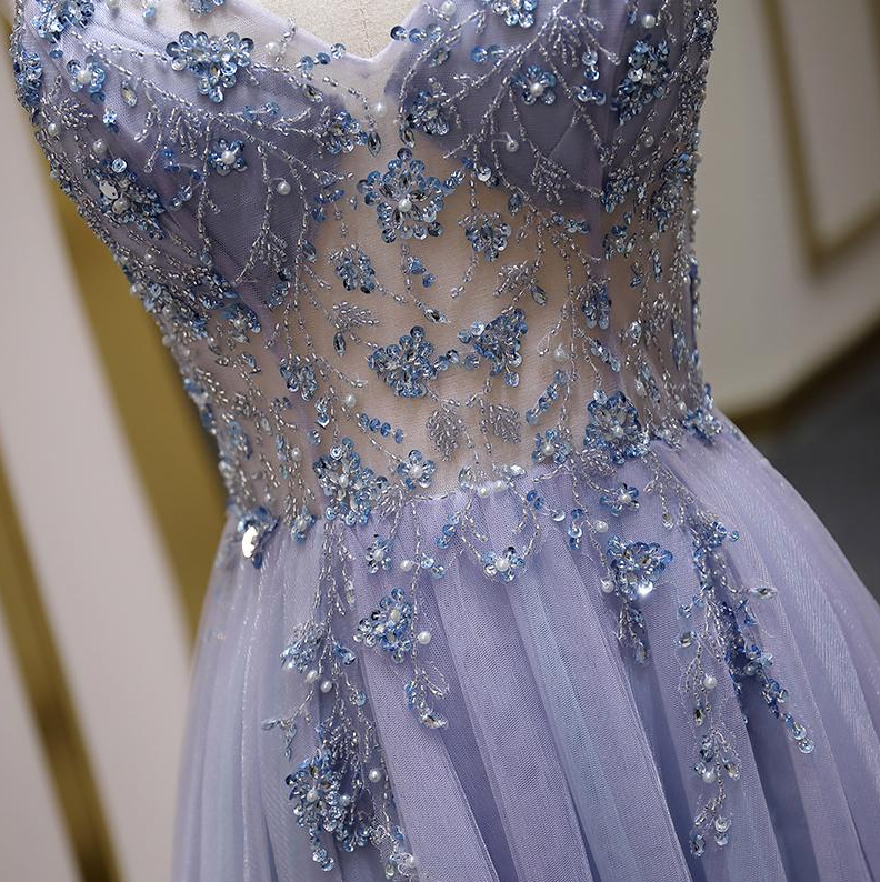 Robe de bal longue sexy de luxe avec perles en forme de A gh2309