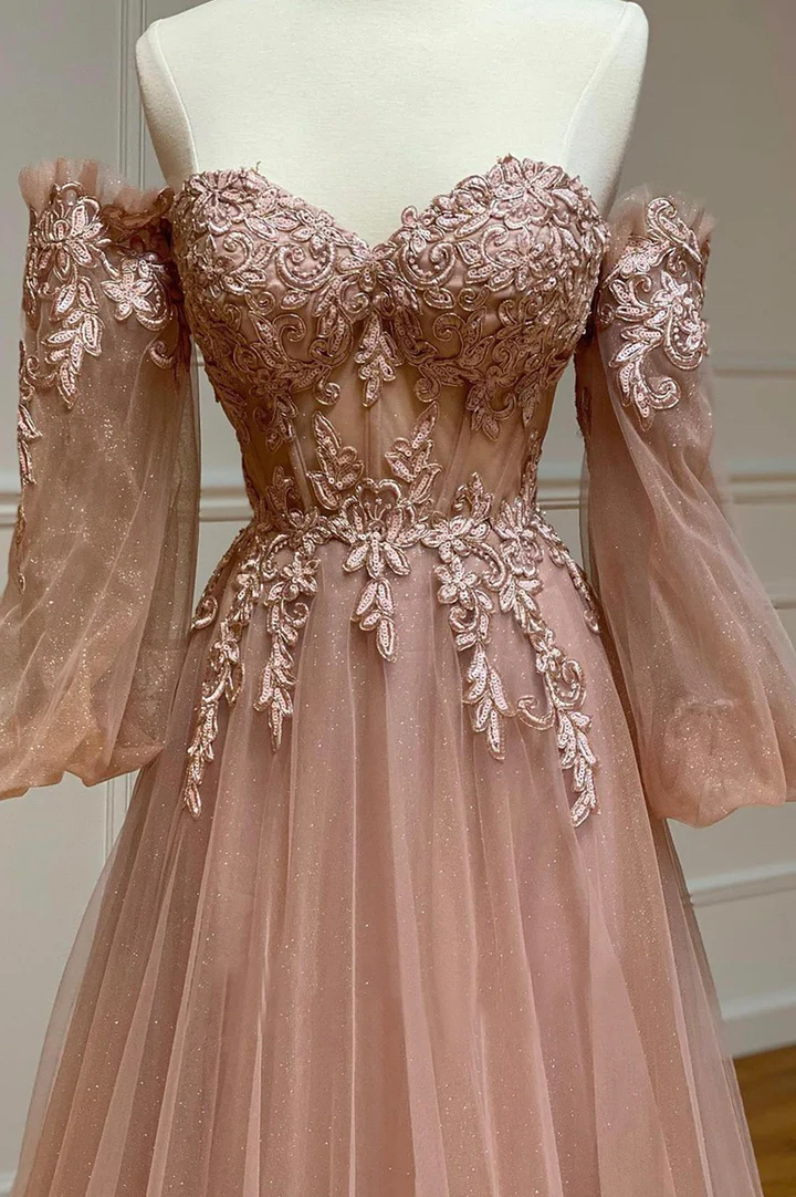 Robe de soirée longue en tulle et dentelle élégante Robe de soirée trapèze gh2347