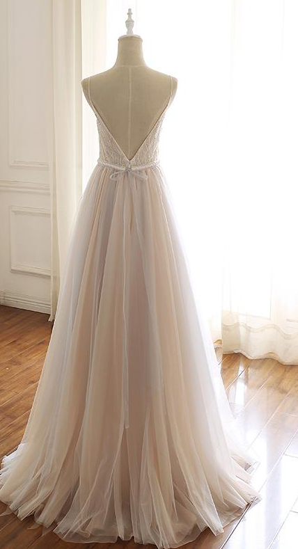 Spaghetti Straps Open Back Prom Dress Formal Evening Dresses gh2261