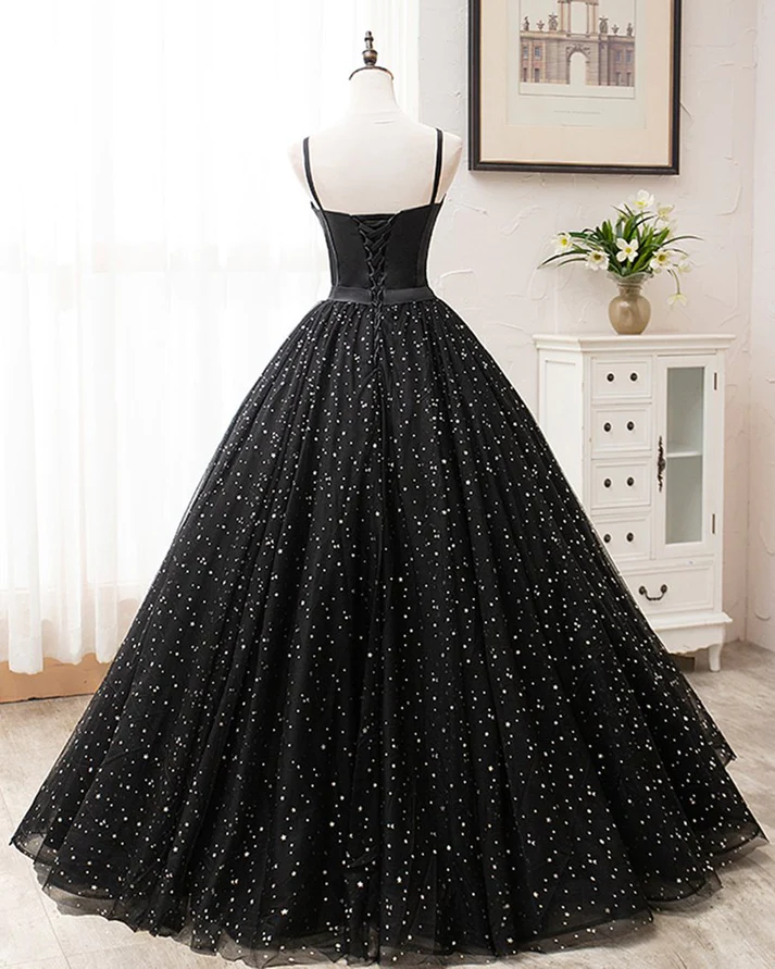 Robe de soirée longue en tulle et satin noir avec décolleté en cœur gh2236