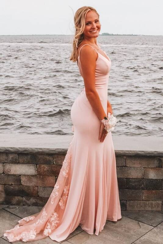 Robe longue de soirée sirène dos nu blush gh2294