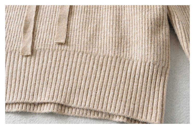 Versatile foreign style soft waxy knitted Hoodie 7733