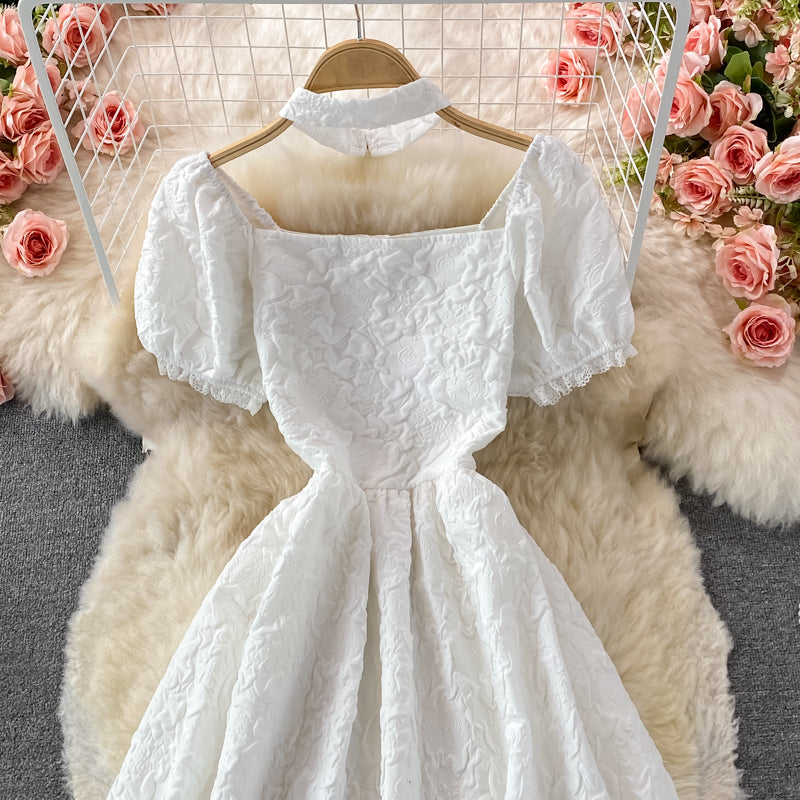 White A line irregular dress fashion dress 445