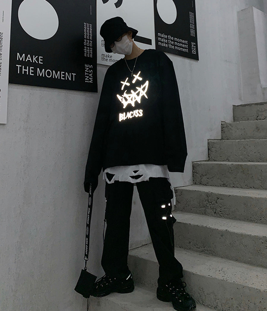 T-shirt reflective long sleeve T-shirt couple T-shirt 322