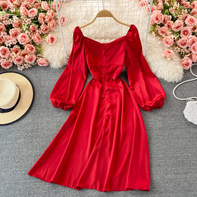 Cute long sleeve A line dress fashion dress 432