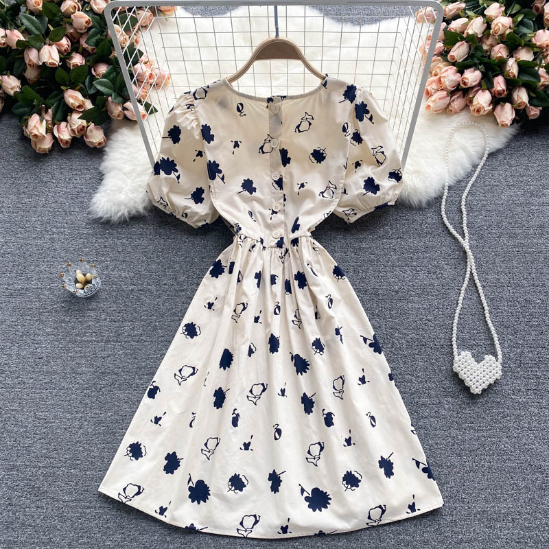 Cute round neck short A line dress fashion dress 562