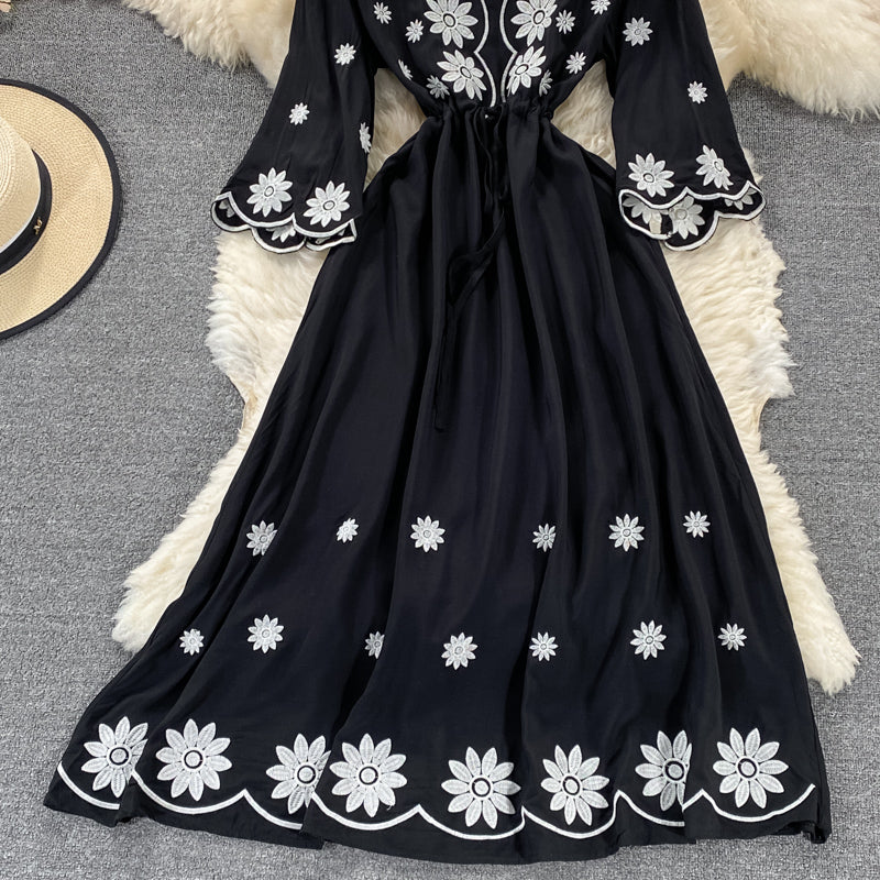 Cute A line embroidered dress 639