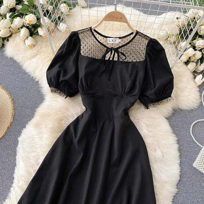 Cute A line see through short dress fashion dress 579