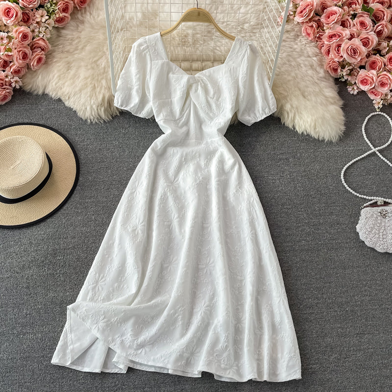 Sweet A line white short dress fashion dress 544