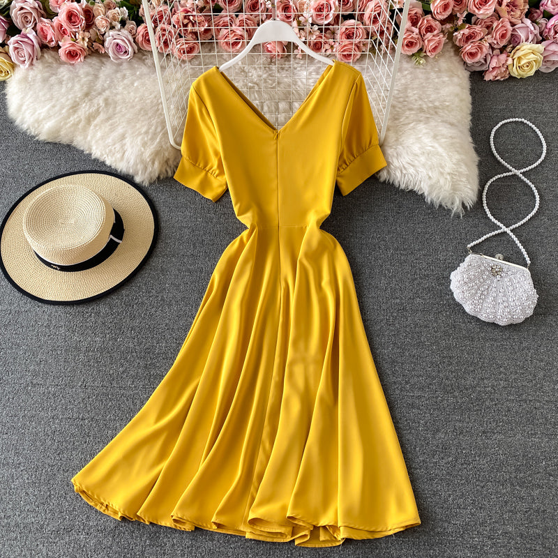 Cute v neck short dress fashion dress 589