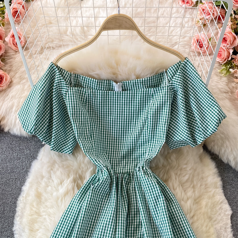 Robe à carreaux simple à manches courtes 401