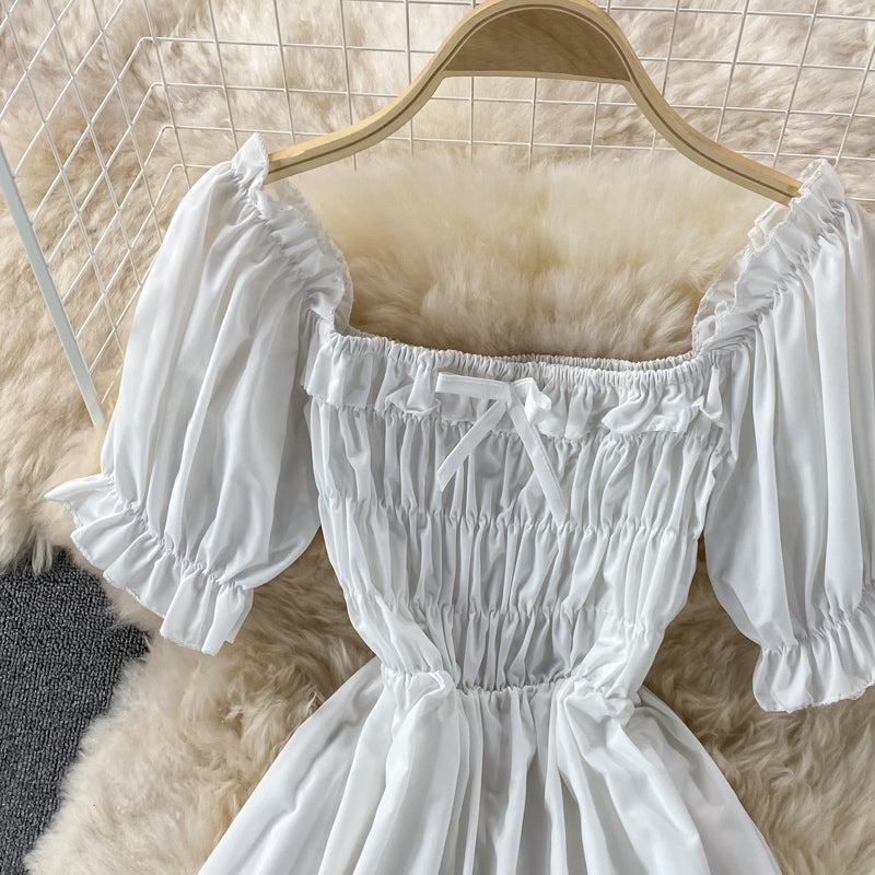 Cute puff sleeve A line dress 610