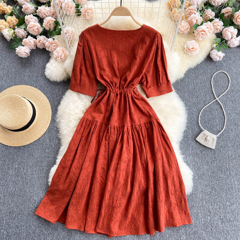 Cute V neck short dress fashion dress 616