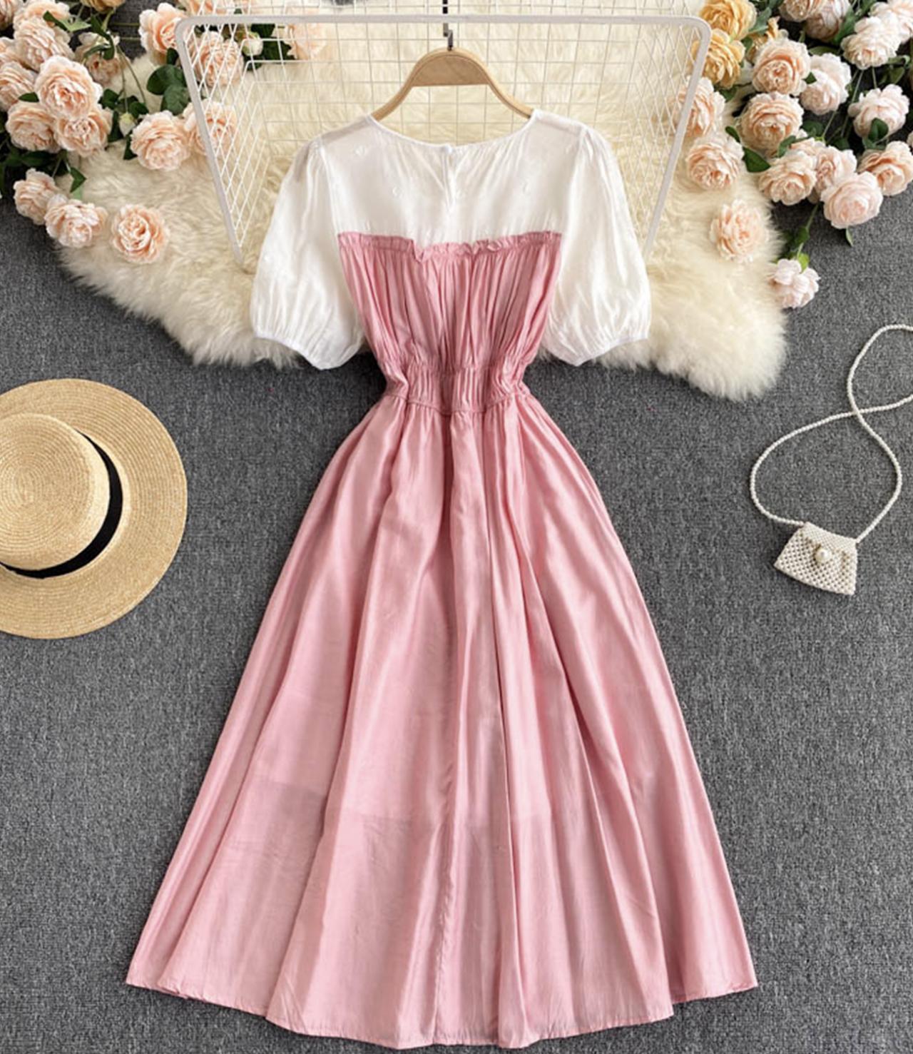 Simple A line dress fashion dress 665
