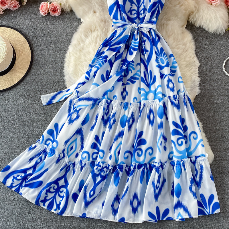 Cute round neck A line dress fashion dress 504