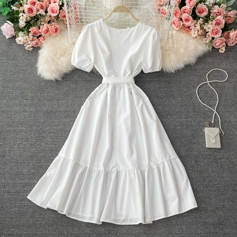 White A line dress fashion dress 621
