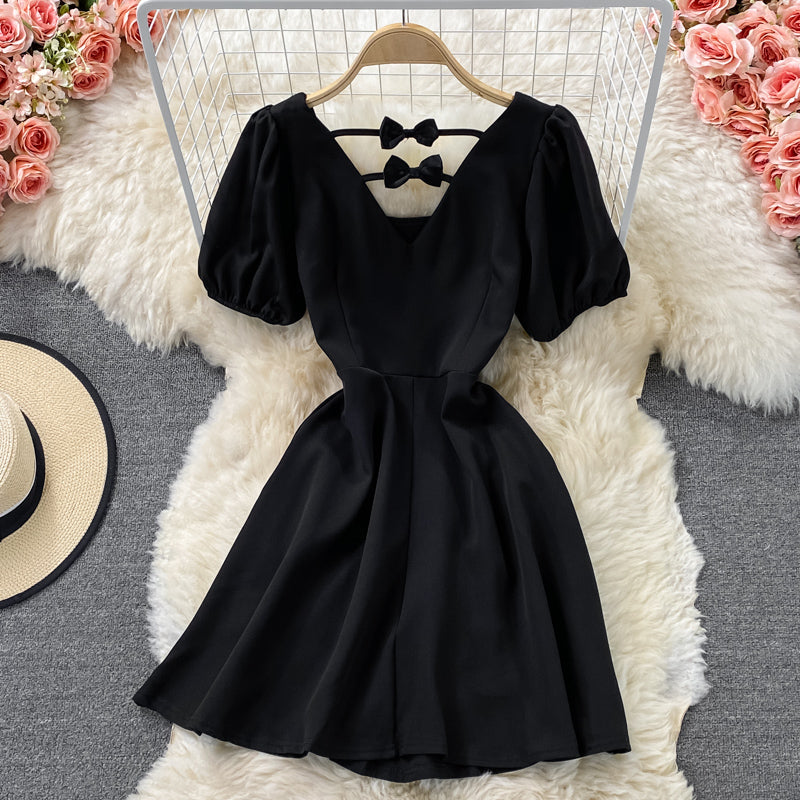 Black A line short dress fashion dress 558