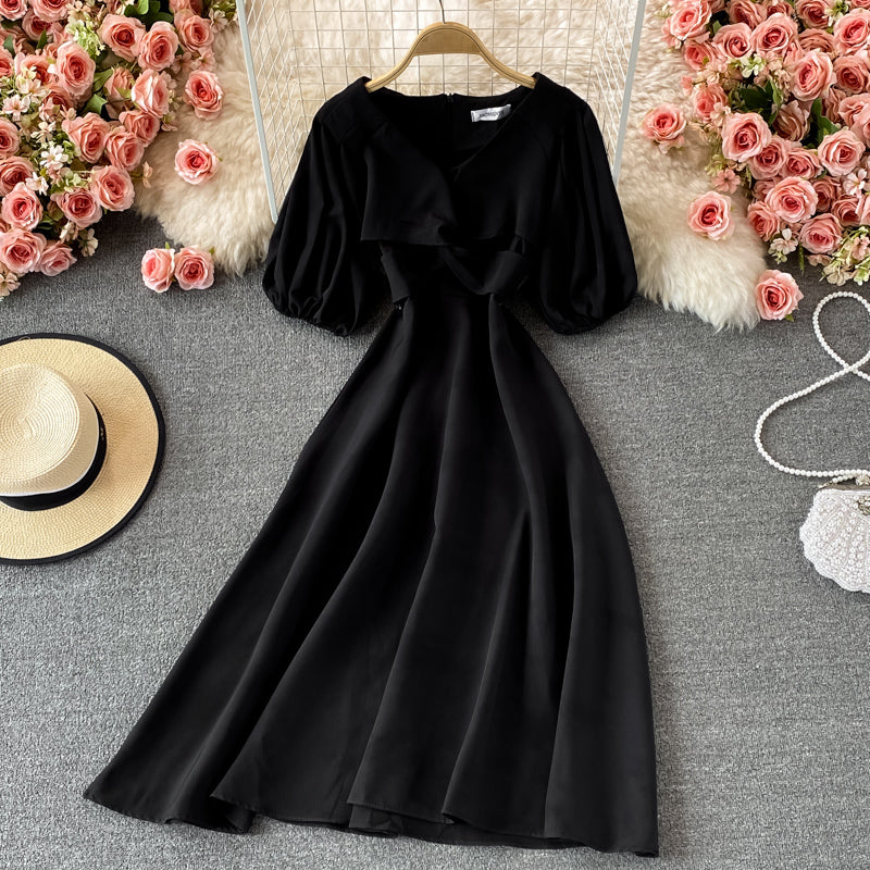 Cute round neck A line dress fashion dress 505