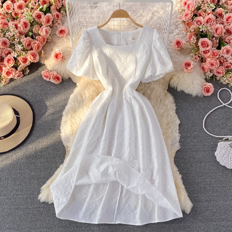 White A line short dress fashion dress 488