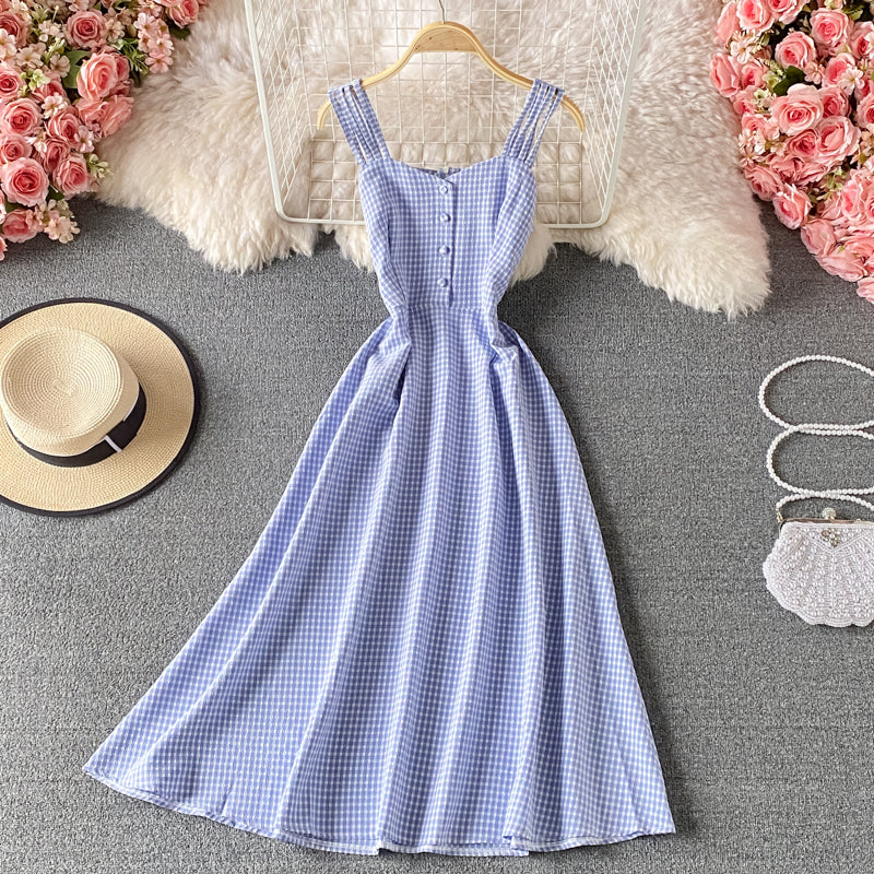 Sweet plaid A line dress fashion dress 595