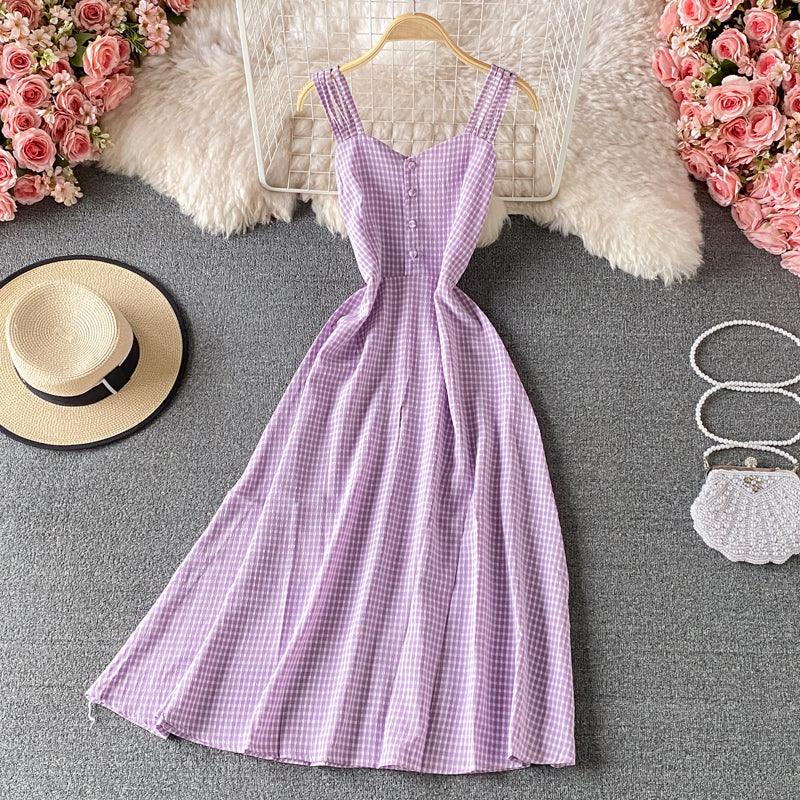 Sweet plaid A line dress fashion dress 595