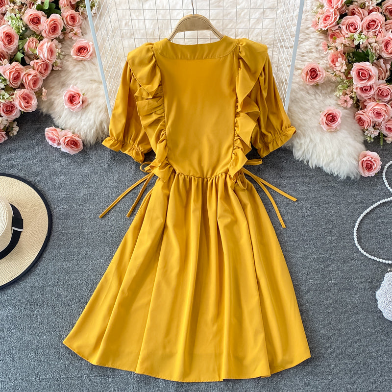 Cute v neck short dress fashion dress 490