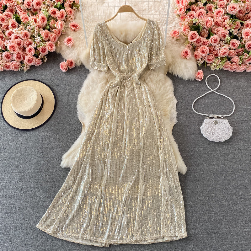 Shiny sequins long dress fashion dress 507