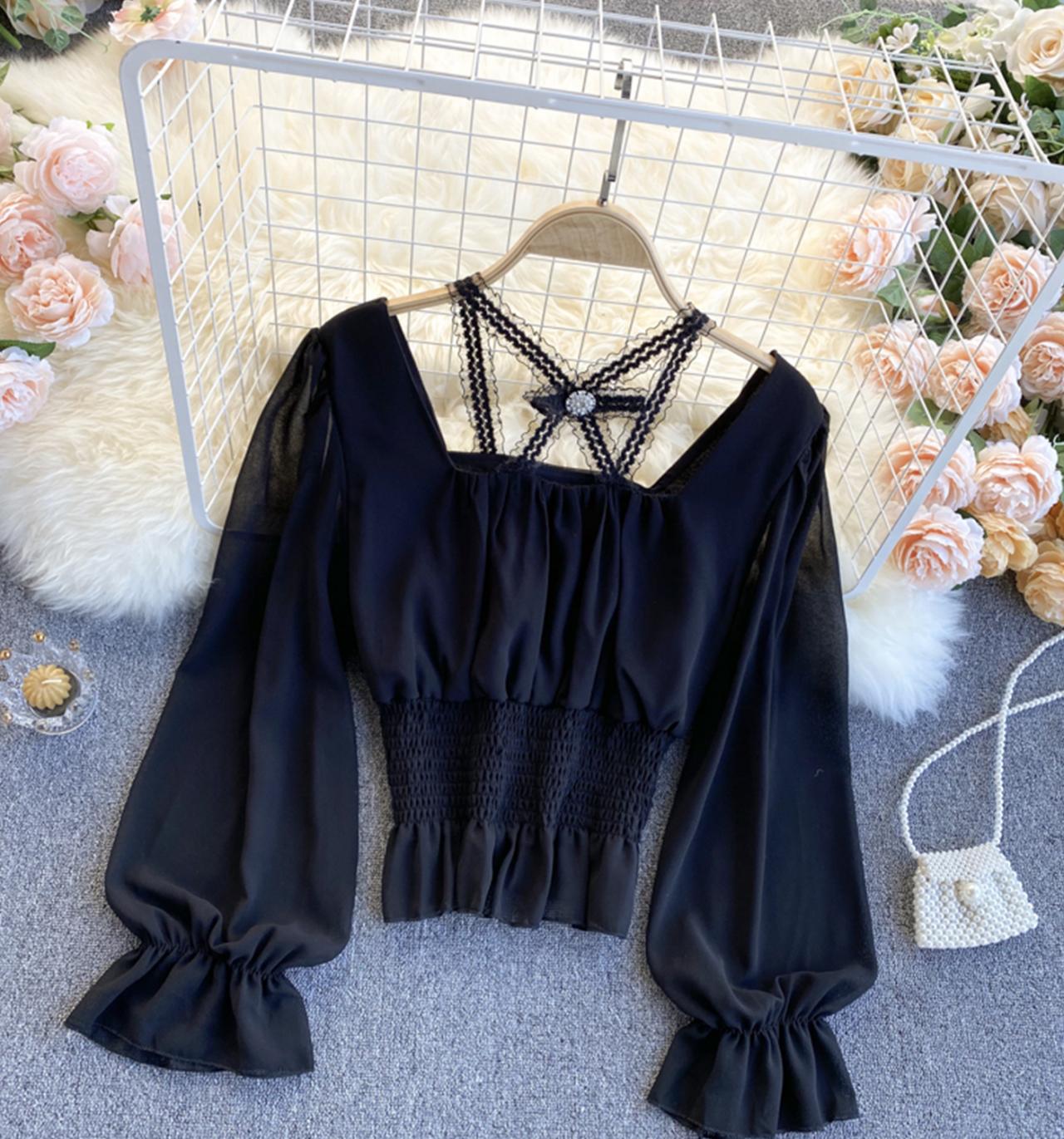 Süße Chiffon-Langarmshirts 317
