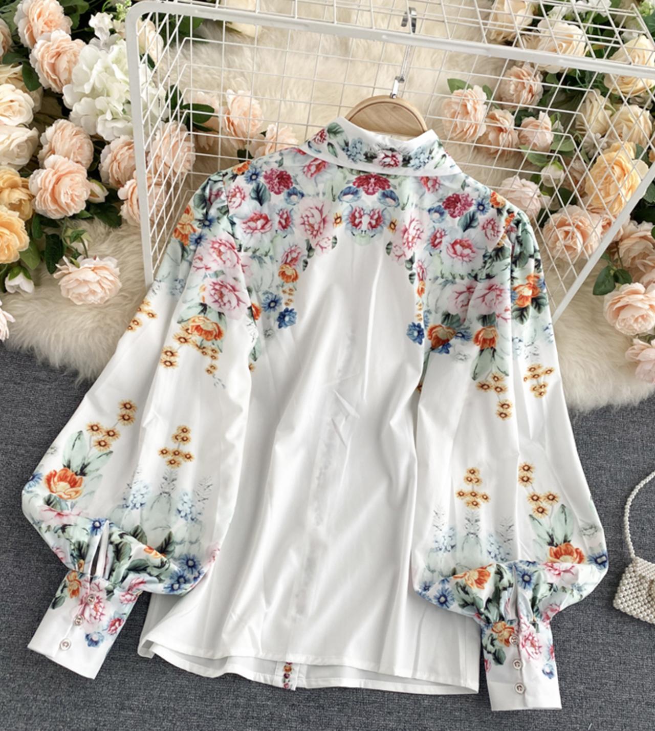 Stylish floral dress long sleeve dress 336