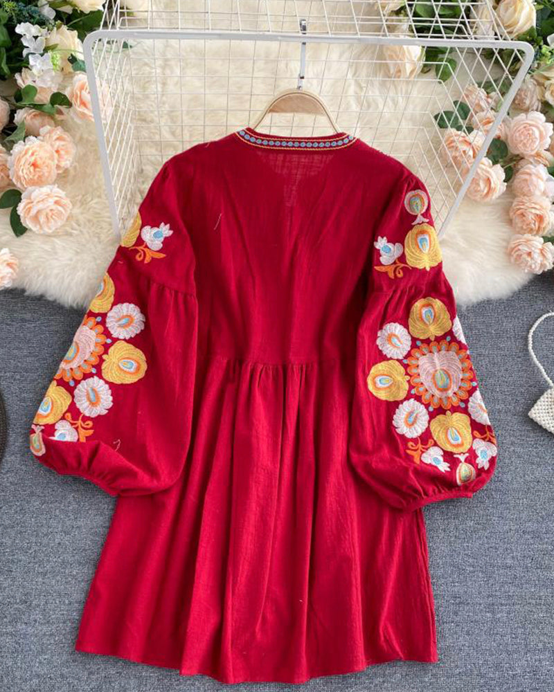 Stylish embroidered puff sleeve top 383