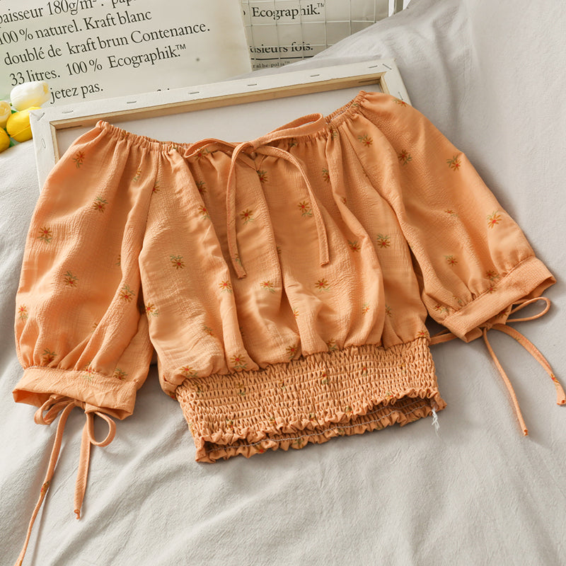 Niedliche Crop-Tops mit Blumenmuster 294