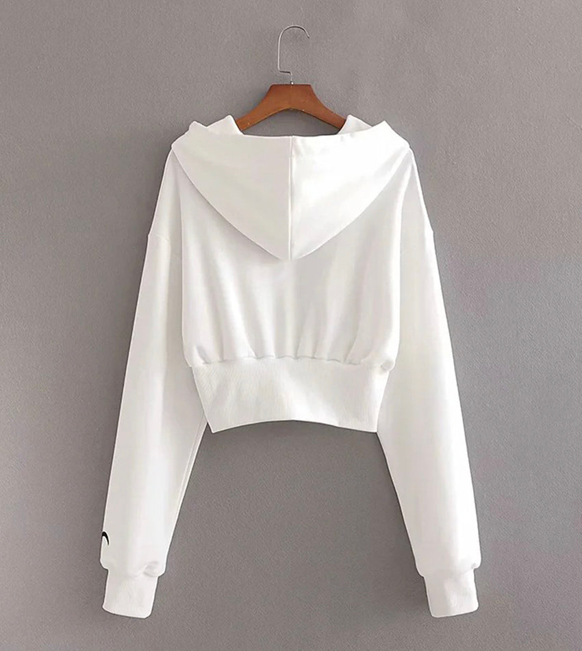 Simple white long sleeve hoodie 218
