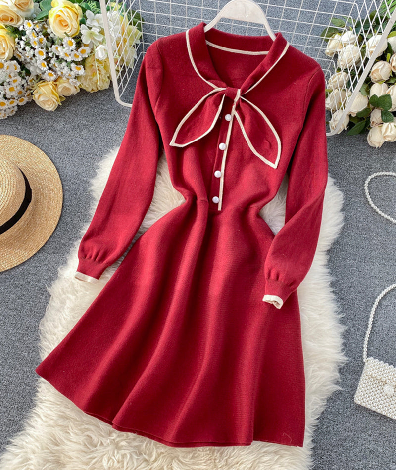 Robe tricotée à manches longues avec de jolies oreilles de lapin 211