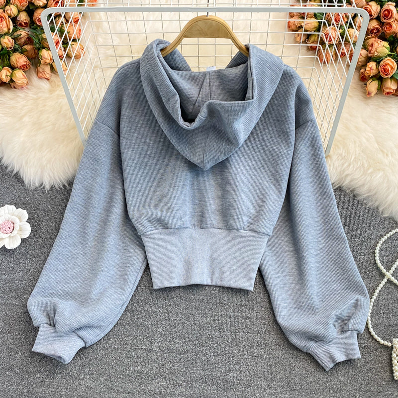 Cute long sleeve crop tops fasion hoodie 244