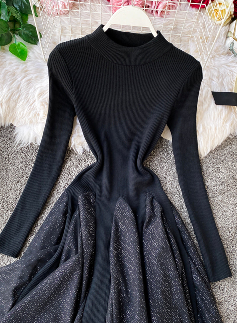 Robe pull à manches longues et col montant 213