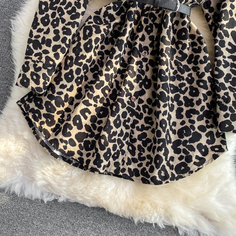 Fashionable Leopard Print Long Sleeve Tops 243