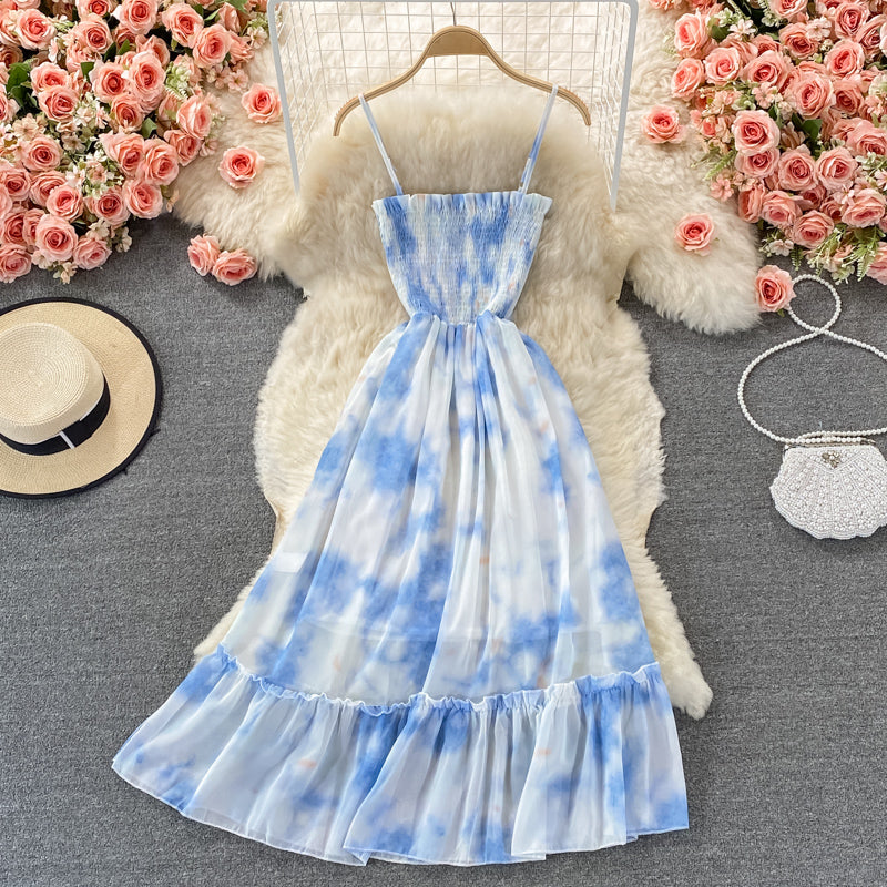 Robe trapèze bleue à la mode 394