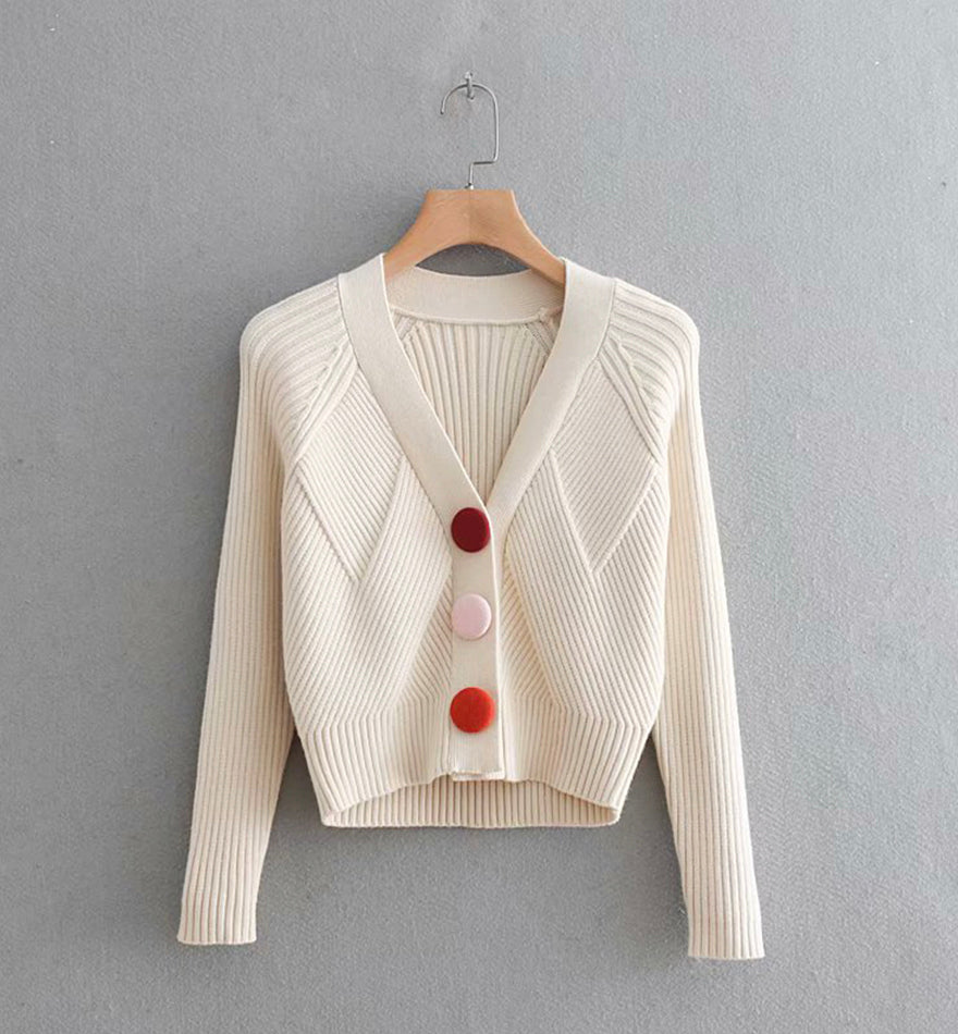 Pull cardigan simple à manches longues 143