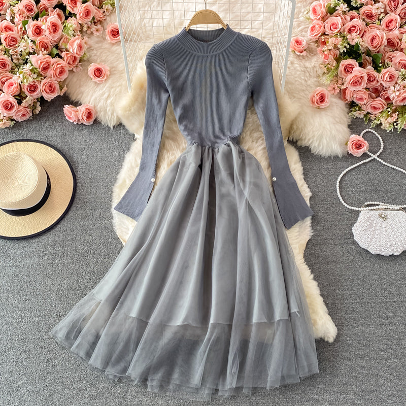 Cute long-sleeved knitted long-sleeved dress 167