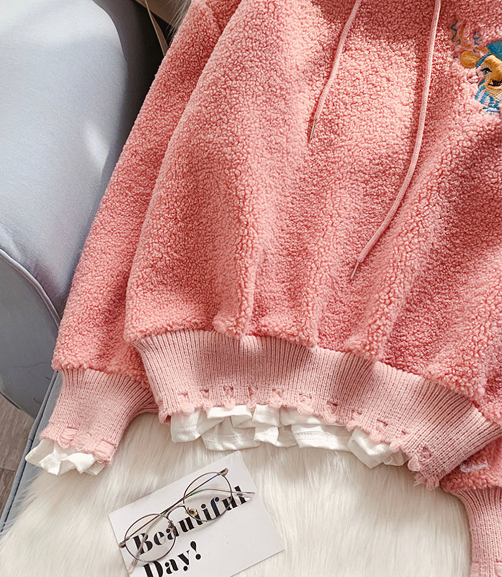 Cute lamb wool hoodie 217