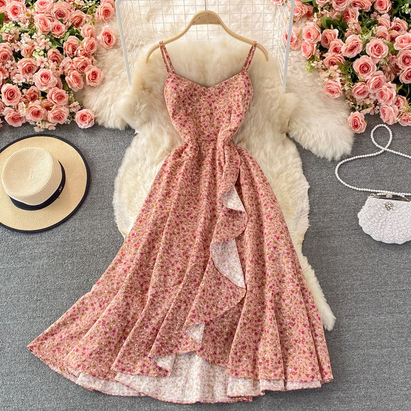 Robe courte mignonne à imprimé floral en coupe A 402