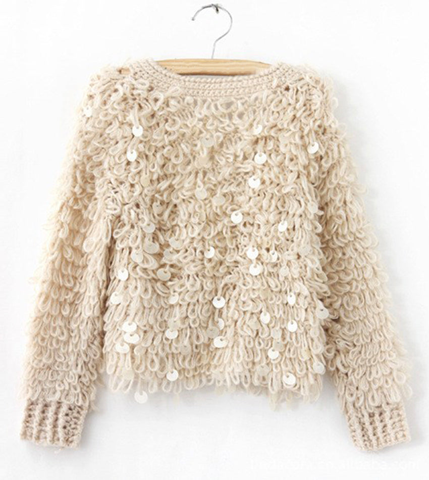 Pull cardigan à paillettes élégant 146