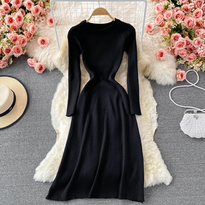 Simple long sleeve sweater dress 166