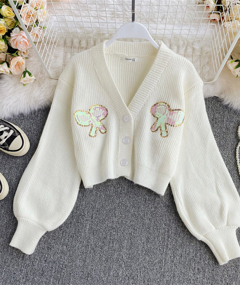 Pull court à paillettes ample et mignon 100