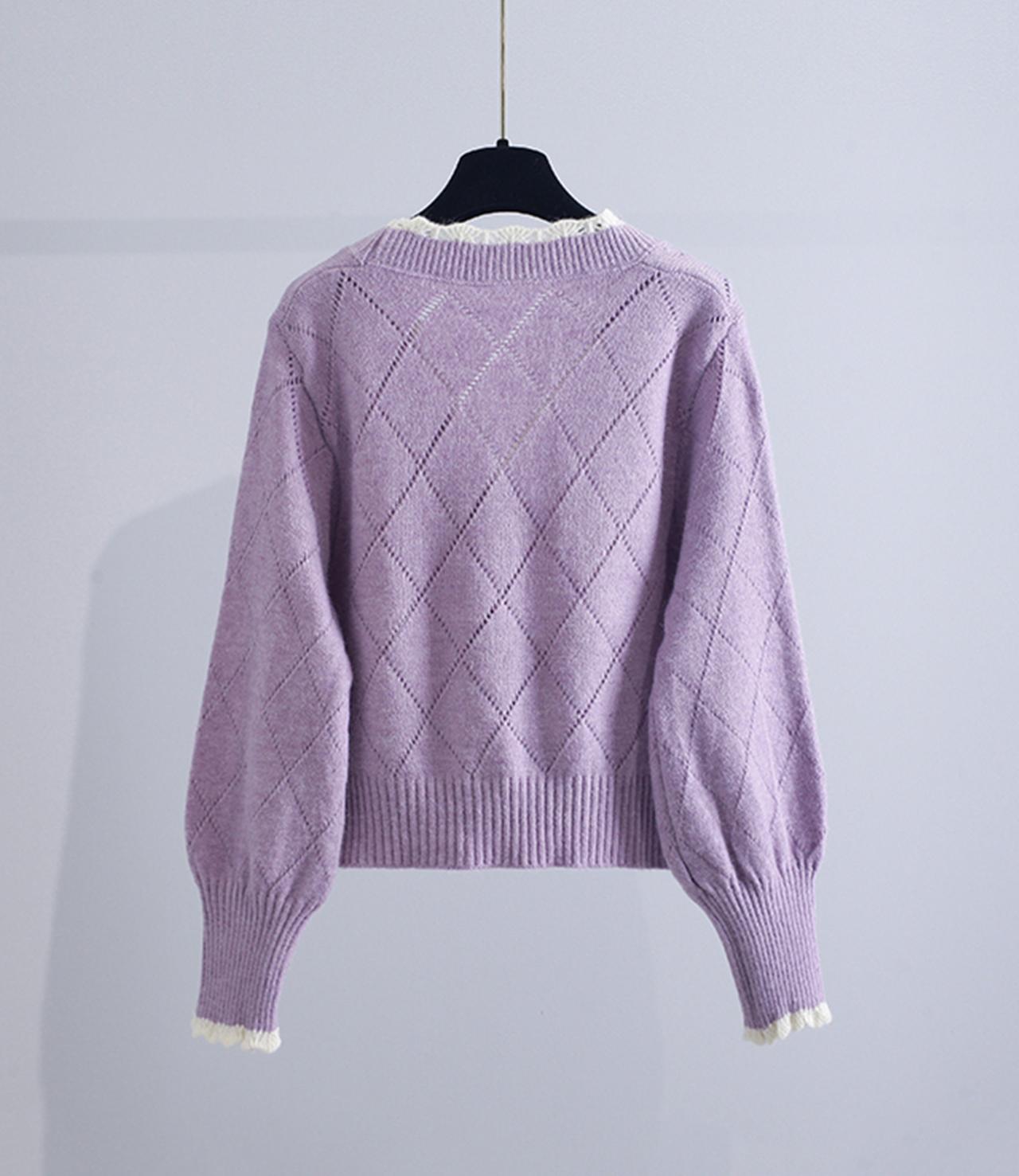Pull cardigan à manches longues à jolies fleurs 140