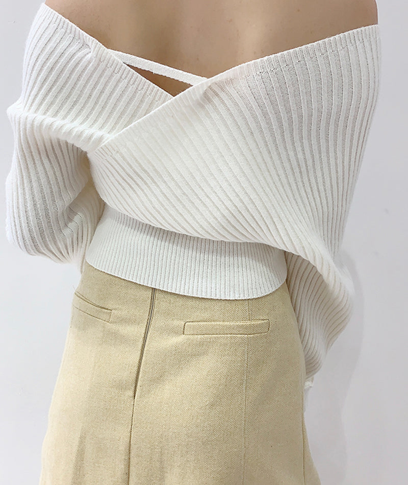 Pull sexy à manches longues et épaules dénudées, pull blanc 116