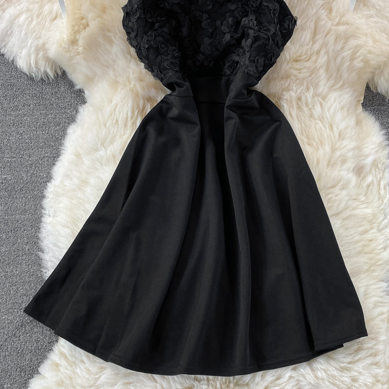 Robe bustier taille haute à col montant et épissure de pétales 3215