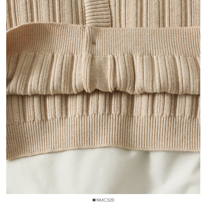 Chemisier femme automne col rond manches longues bouton tricot 1773