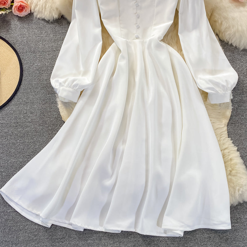 Robe mi-longue taille haute style rétro tempérament slim 3103